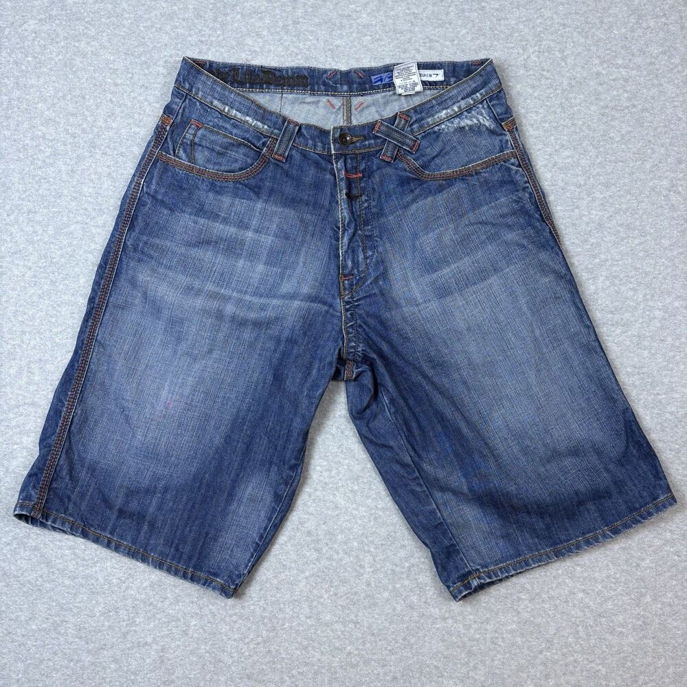 Azzure Denim Shorts Men’s 36 Blue Faded Relaxed Fit Embroidered Y2K Streetwear